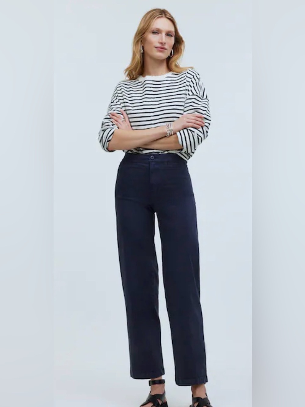 Madewell Emmet Wide Leg Jean dark slate blue welted pocket -31